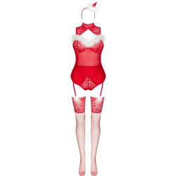 Livco Corsetti Fashion - Limpid Snowflakes Lc 90604 Body + Bas + Bandeau De Noël S/M